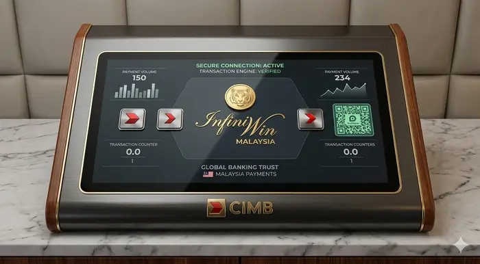 Infiniwin payment methods Malaysia showing supported banks like Maybank and CIMB.