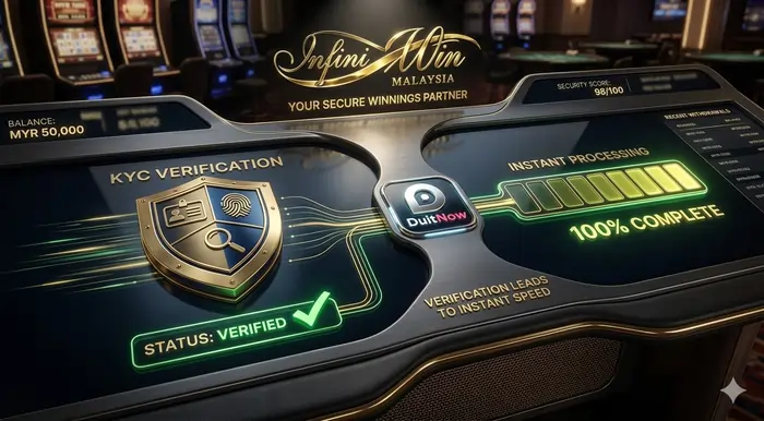 Infiniwin safe withdrawal strategy showing the link between account verification and fast payout processing times.