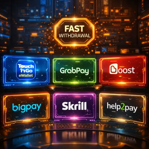 High-resolution 3D digital dashboard featuring Boost and Skrill icons for easy Infiniwin transactions with sharp cinematic lighting and gold tones.
